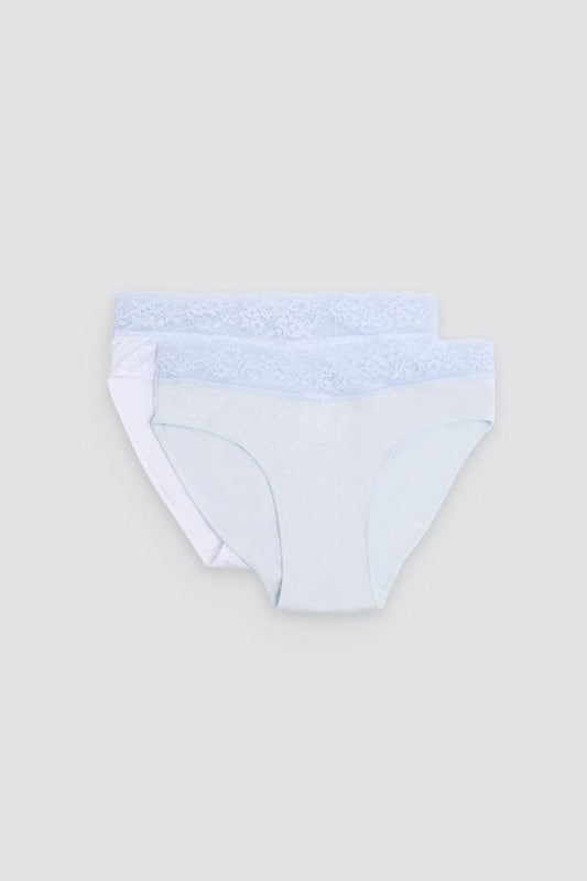 Pack de 2 bragas midi de algodón y encaje Ysabel Mora 19555