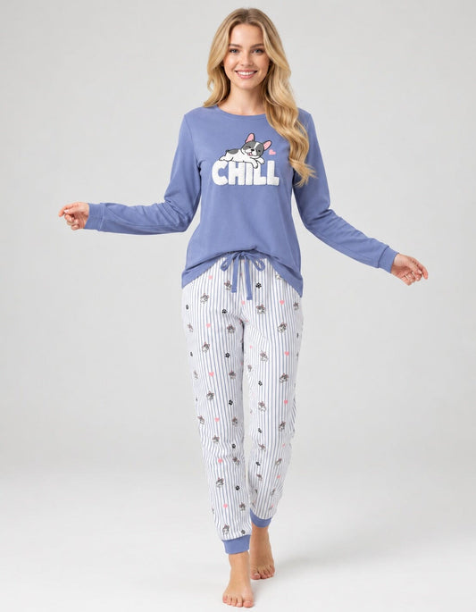 Pijama afelpado de mujer Little Unicorn D871 Pijama Little Unicorn Azul Empolvado S