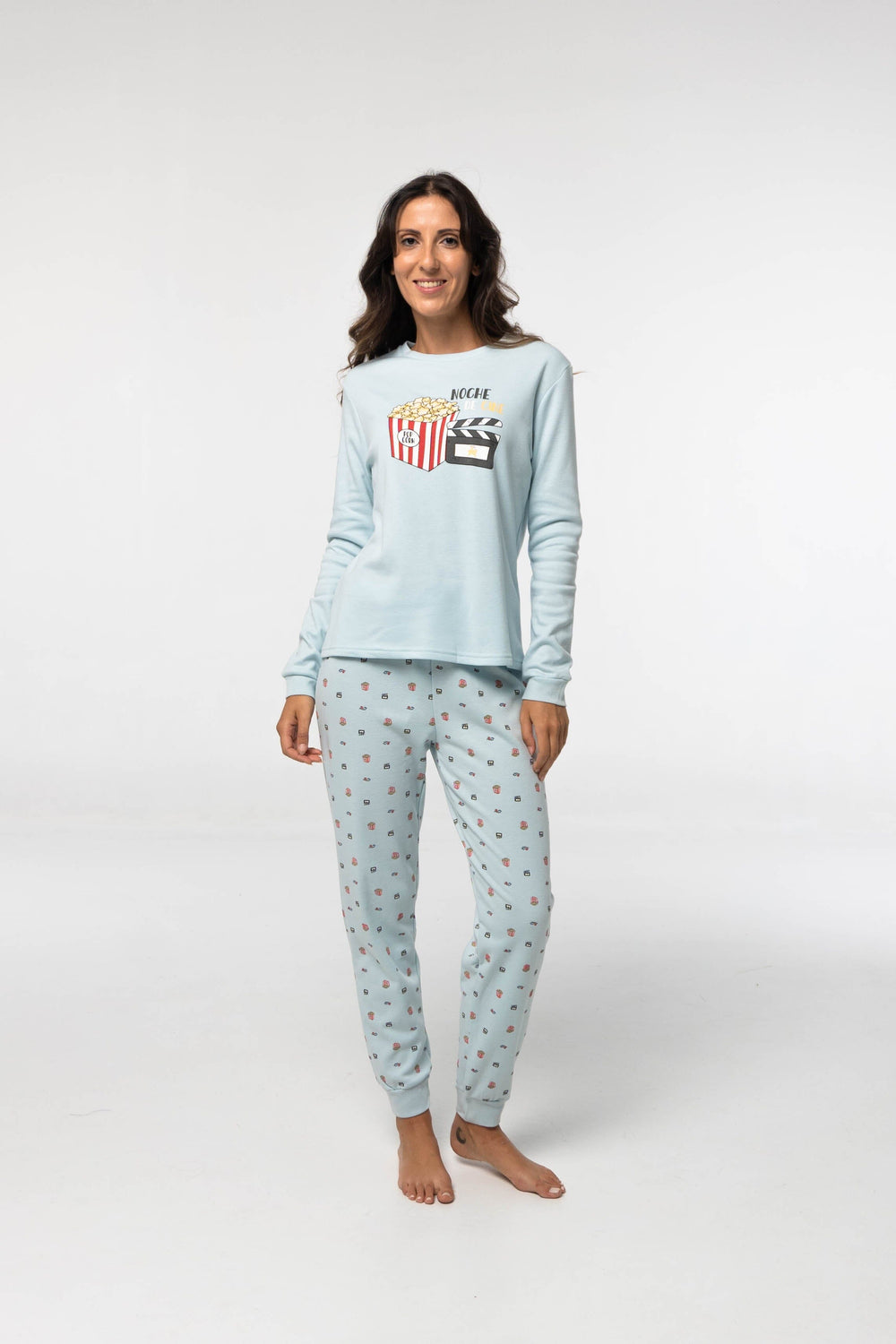 Pijama Algodón Afelpado D836 Pijama Invierno Little Unicorn Celeste S