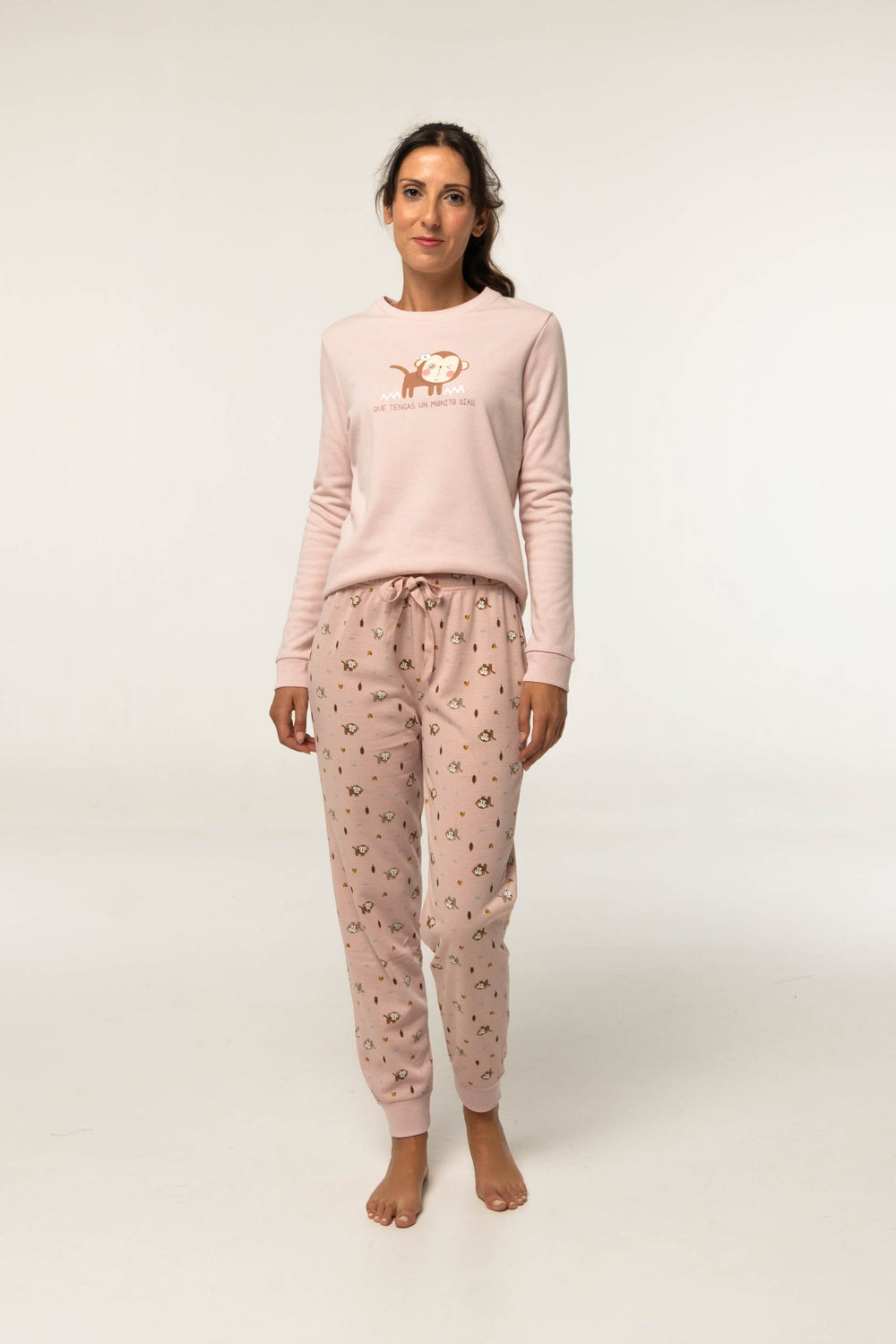 Pijama Algodón Afelpado D850 Pijama Invierno Little Unicorn Rosa Claro S