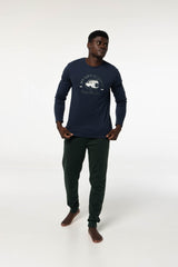 Pijama Algodón Afelpado G304 Pijama Invierno Dark Elephant by Little Unicorn Marino S