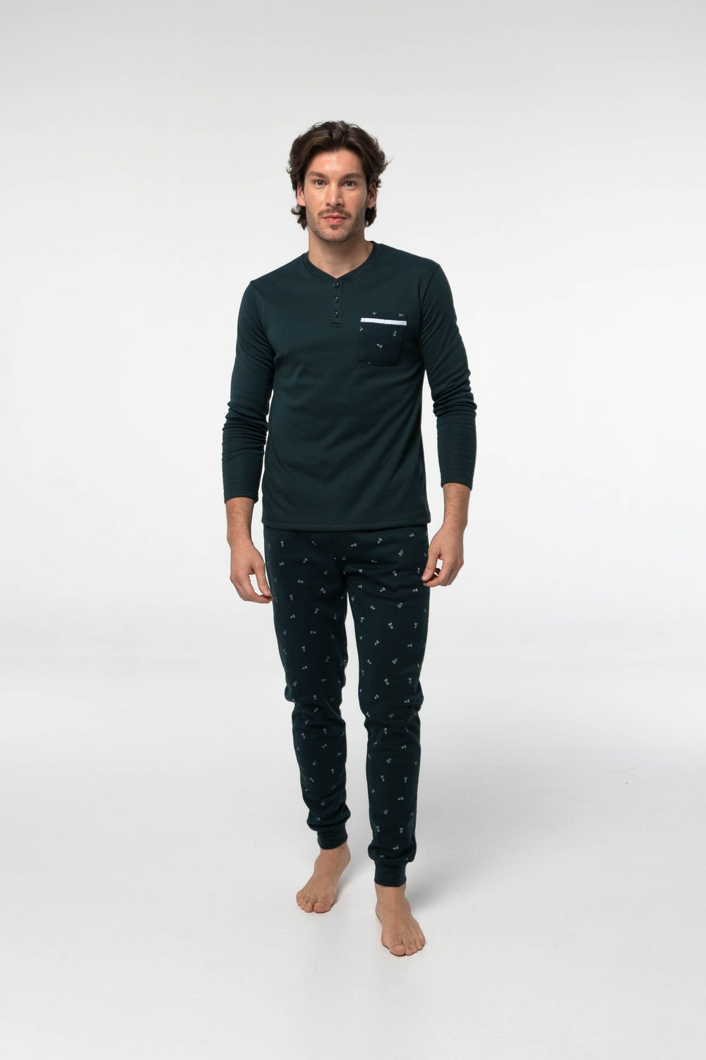 Pijama Algodón Afelpado G306 Pijama Invierno Dark Elephant By Little Unicorn Verde S