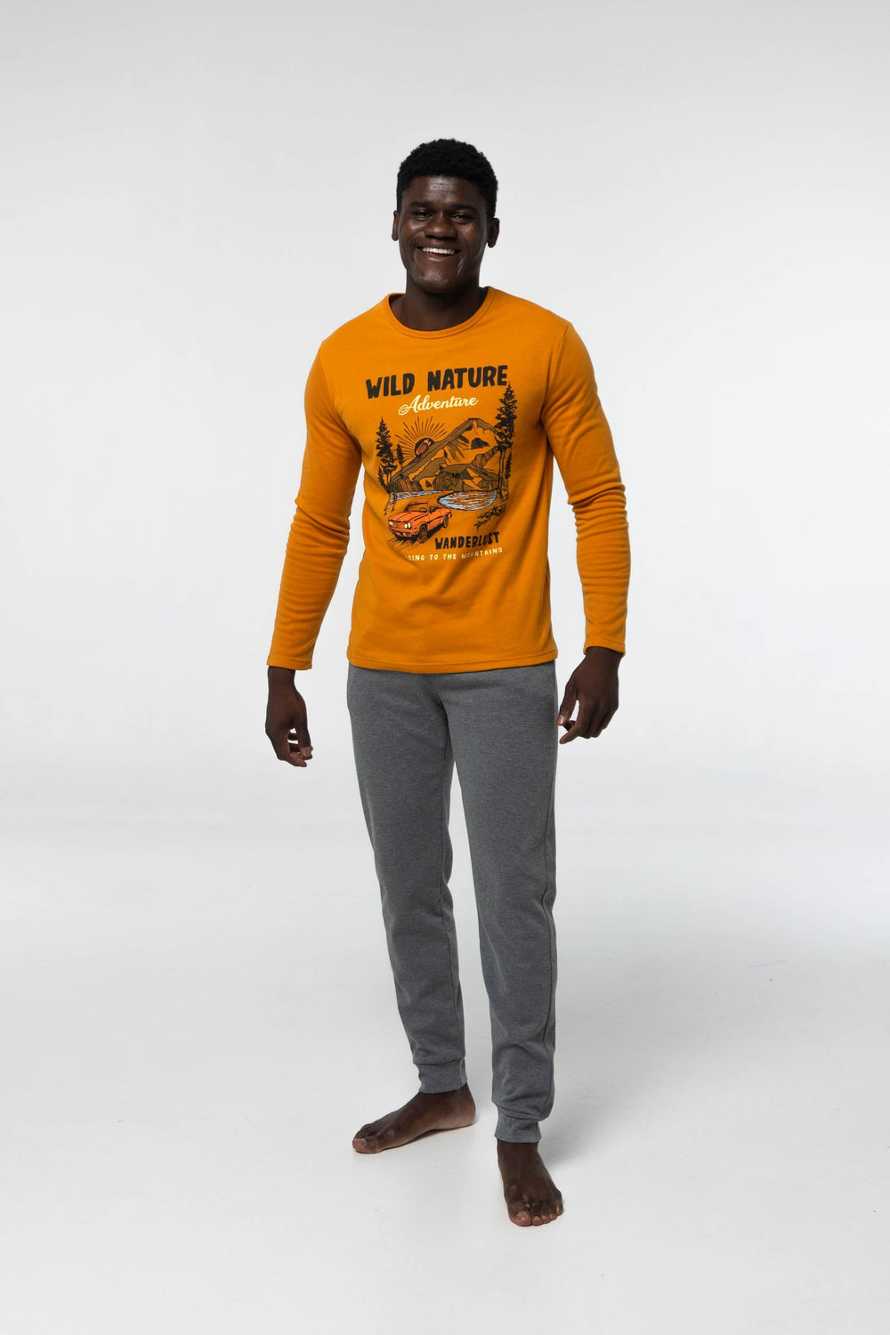 Pijama Algodón Afelpado G331 Pijama Invierno Dark Elephant by Little Unicorn Mostaza S