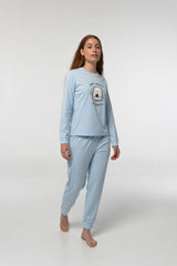 Pijama Algodón Fino D113 Pijama Invierno Little Unicorn Celeste S