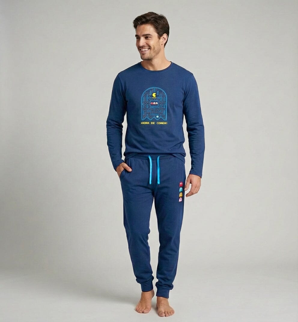 Pijama Cozy de hombre Dark Elephant CZ61 azul con dibujo de videojuego arcade
