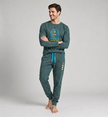 Pijama Cozy de hombre Dark Elephant CZ61 verde con dibujo arcade