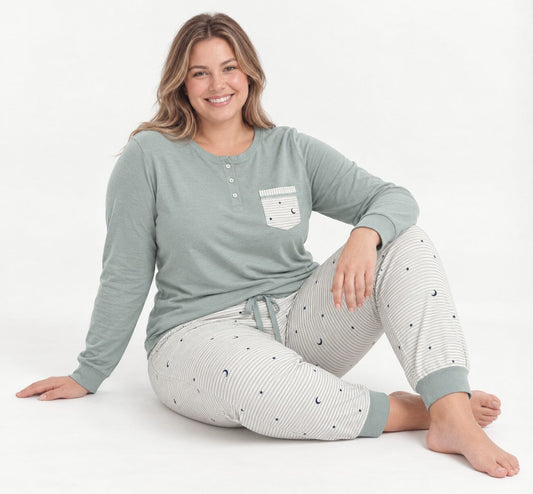 Pijama de invierno de mujer Little Unicorn D343 (T1-T3) Pijama Little Unicorn Aguamarina T1
