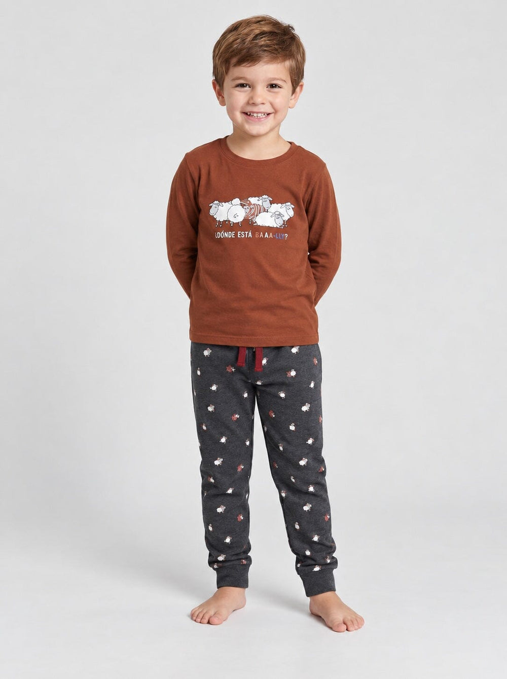 Pijama de niño Dark Elephant E33 caldera, conjunto de manga larga y pantalón con puños