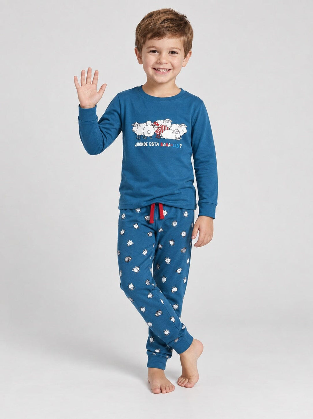 Pijama de niño Dark Elephant E33 turquesa, conjunto de manga larga y pantalón con puños