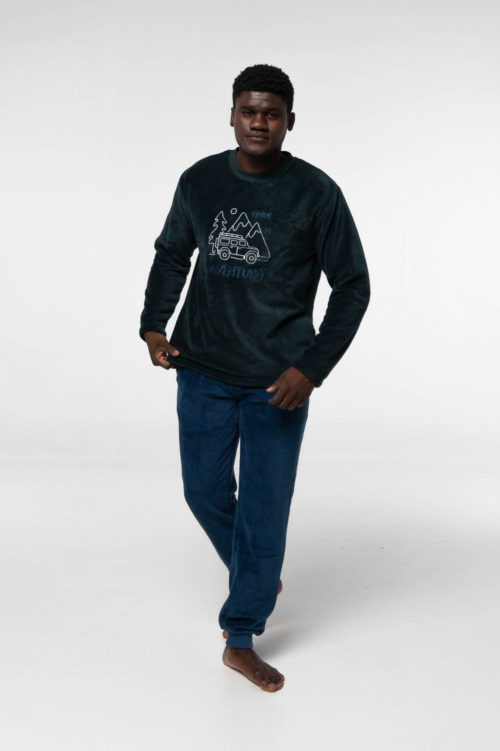 Pijama Hombre Polar 922 - Coralina Extrasuave Pijama Invierno Dark Elephant by Little Unicorn Verde S