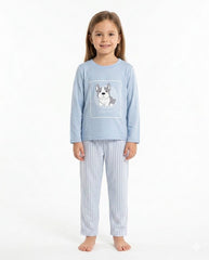 Pijama Infantil Manga Larga Pijama Verano Little Unicorn Azul Empolvado 3/4