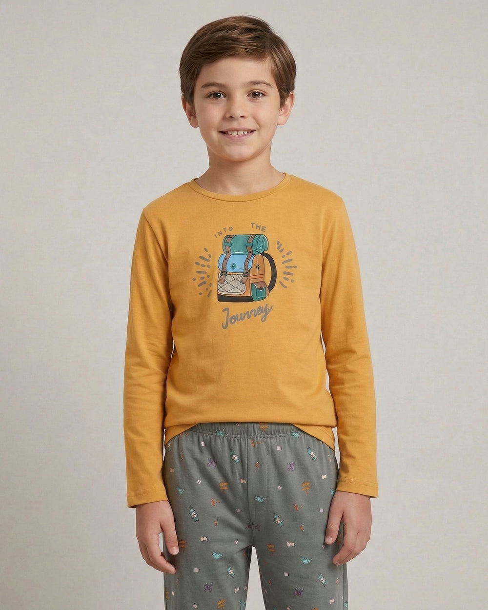 Pijama Infantil Pijama Verano Dark Elephant by Little Unicorn Mostaza 3/4