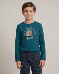 Pijama Infantil Pijama Verano Dark Elephant by Little Unicorn Turquesa 3/4