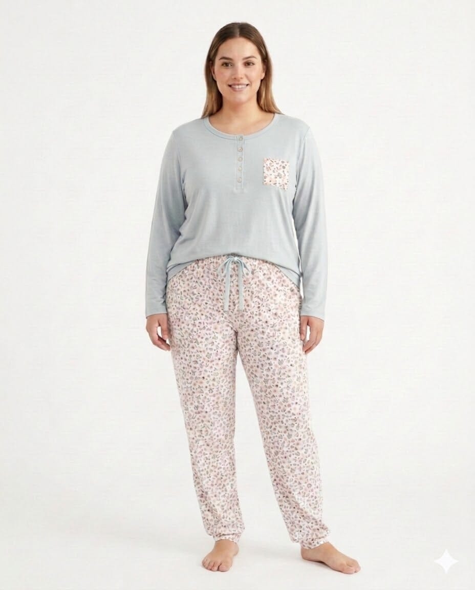 Pijama Largo Tallas Grandes Pijama Verano Little Unicorn Celeste 2XL