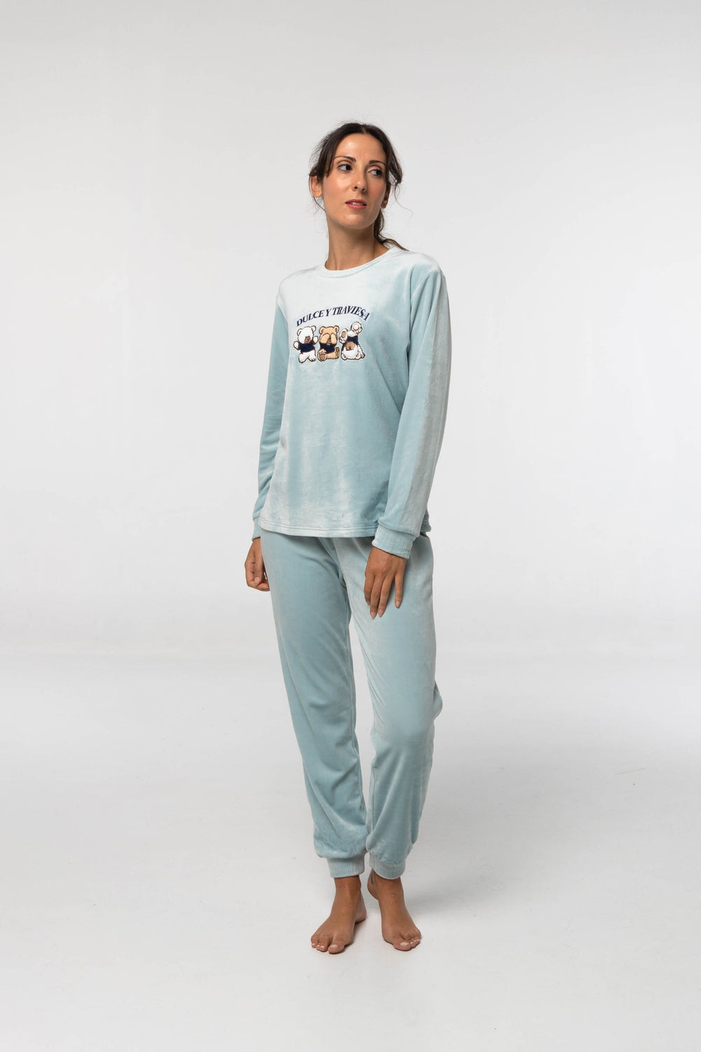 Pijama Mujer Microvelur MV11 Pijama Invierno Little Unicorn Aguamarina S