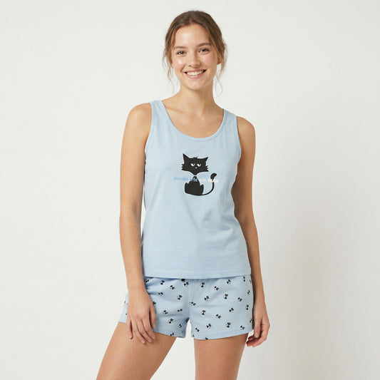 Pijama Sin Mangas Pijama Verano Little Unicorn Celeste S