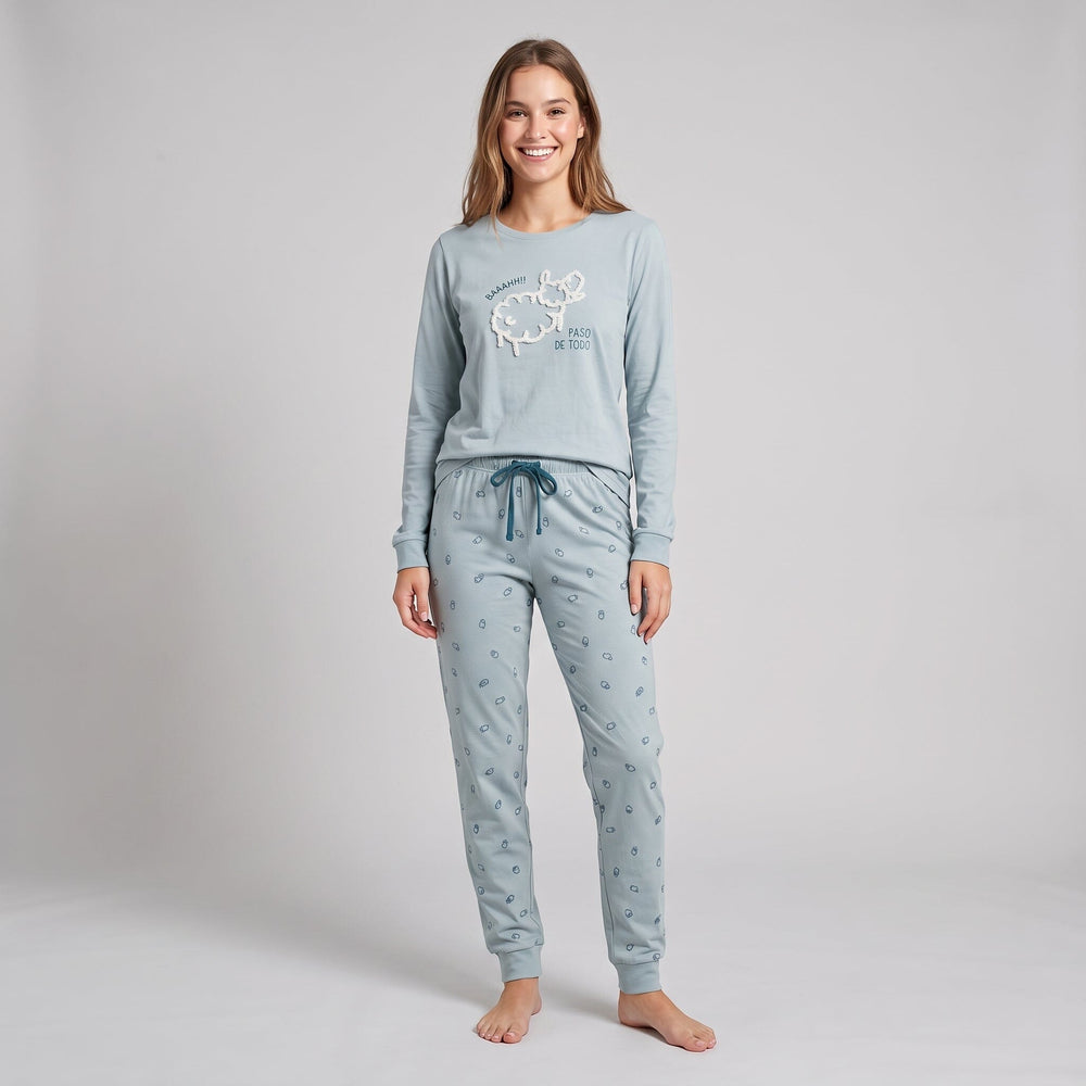 Pijama supersoft de mujer Little Unicorn S111 aguamarina con oveja y pantalón estampado