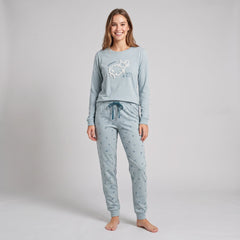 Pijama supersoft de mujer Little Unicorn S111 aguamarina con oveja y pantalón estampado