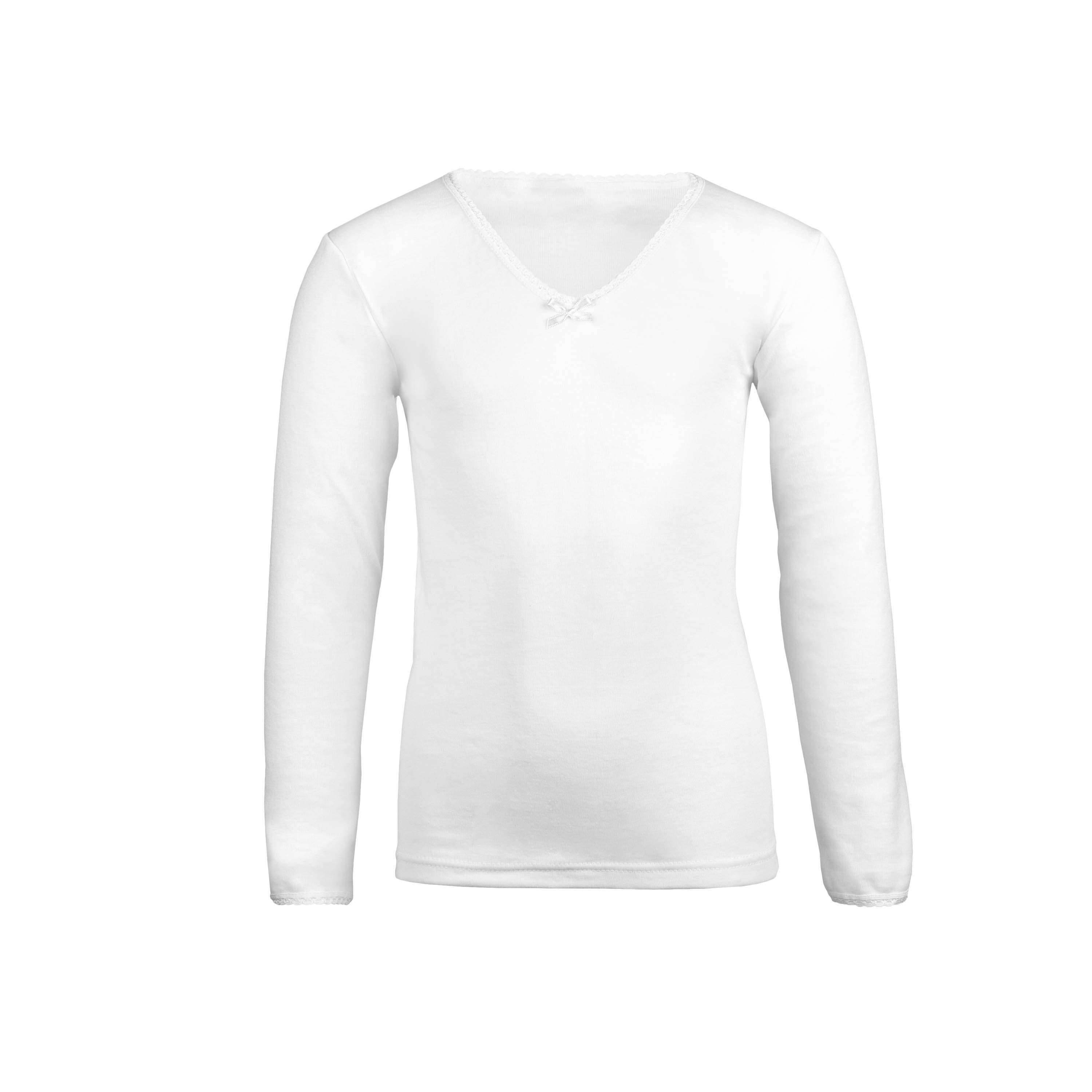 Camiseta polar cuello pico encaje y manga larga Ysabel Mora