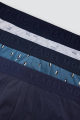 Pack de 3 bóxers Ysabel Mora 20462 de hombre: un diseño liso y dos estampados de animales, algodón y elastano
