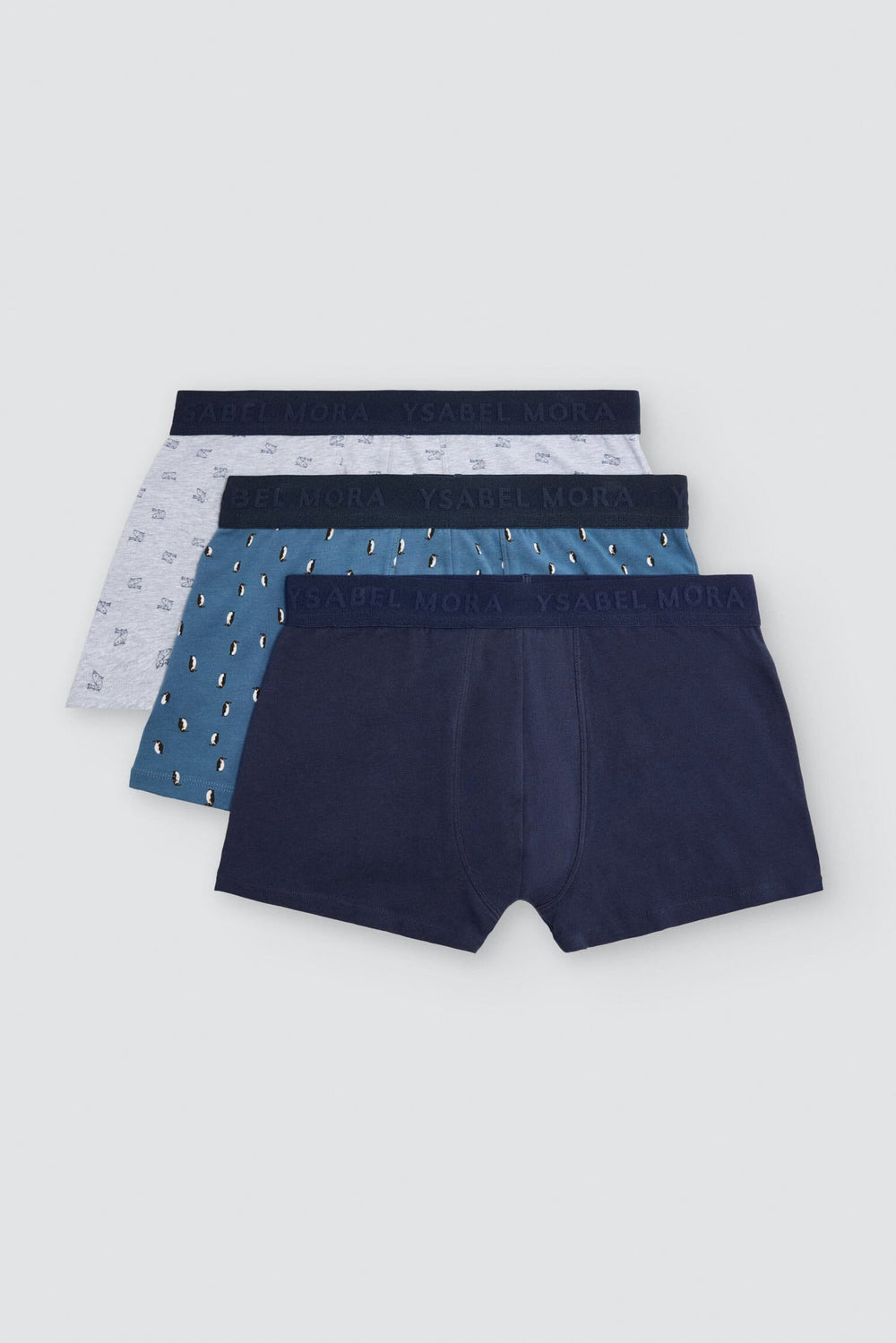 Pack de 3 bóxers Ysabel Mora 20462 de hombre: un diseño liso y dos estampados de animales, algodón y elastano — Surtido 1, M