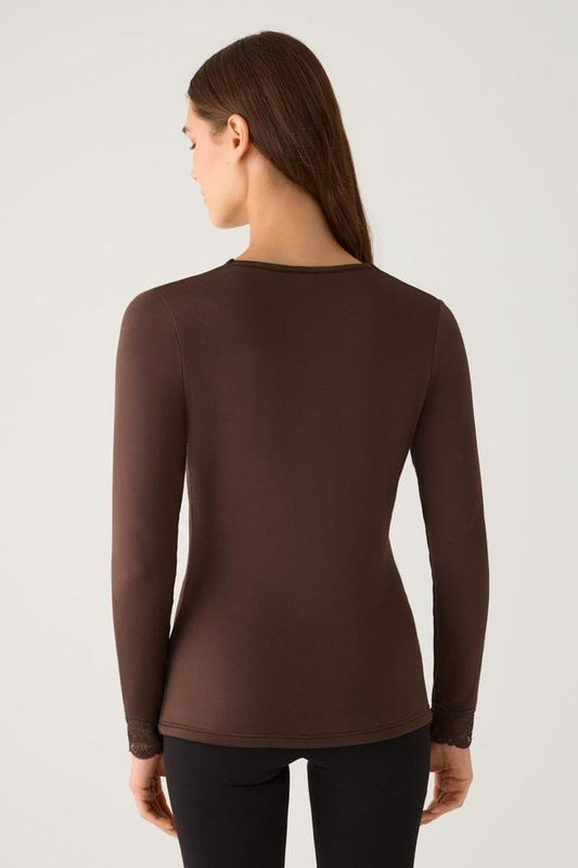 Camiseta térmica de mujer Ysabel Mora 70041 en color chocolate oscuro
