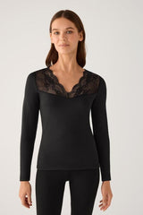Camiseta térmica de mujer Ysabel Mora 70040 en color negro