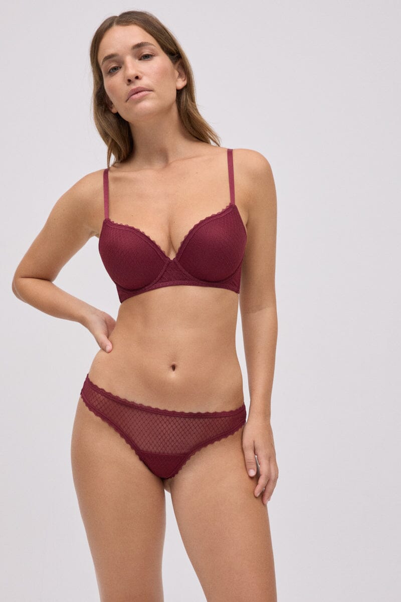 Conjunto Sujetador Push‑Up y Tanga 10788 – Ysabel Mora Conjunto Ysabel Mora 85B Cabernet red 