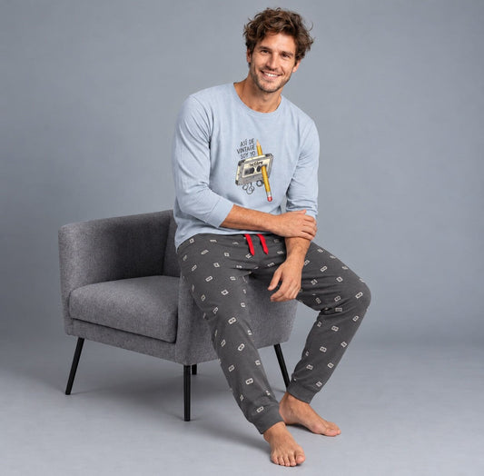Pijama afelpado de hombre Dark Elephant G339 Pijama Dark Elephant by Little Unicorn Celeste S 