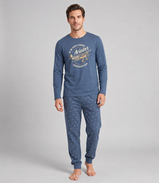 Pijama afelpado de hombre Dark Elephant G342 Pijama Dark Elephant by Little Unicorn Azul S 