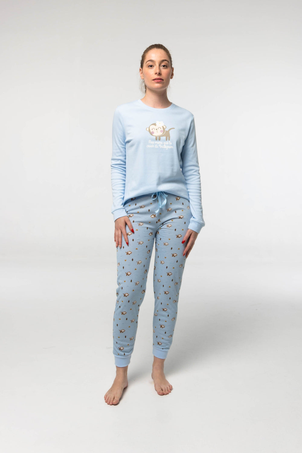 Pijama Algodón Afelpado D850 Pijama Invierno Little Unicorn Celeste S 