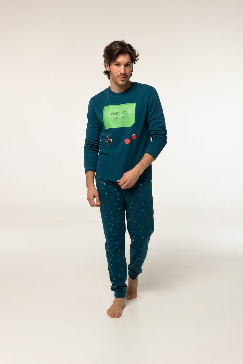 Pijama Algodón Afelpado G329 Pijama Invierno Dark Elephant by Little Unicorn Turquesa S 