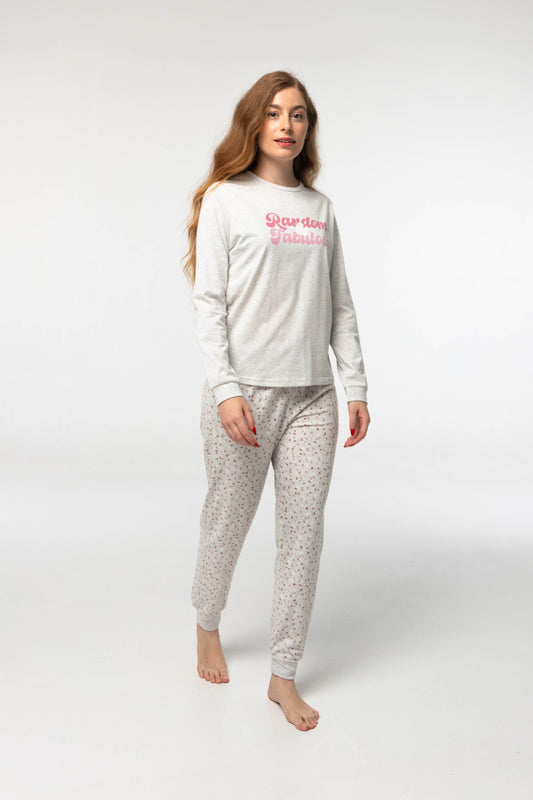 Pijama Algodón Fino D123 Pijama Invierno Little Unicorn Gris Claro S 