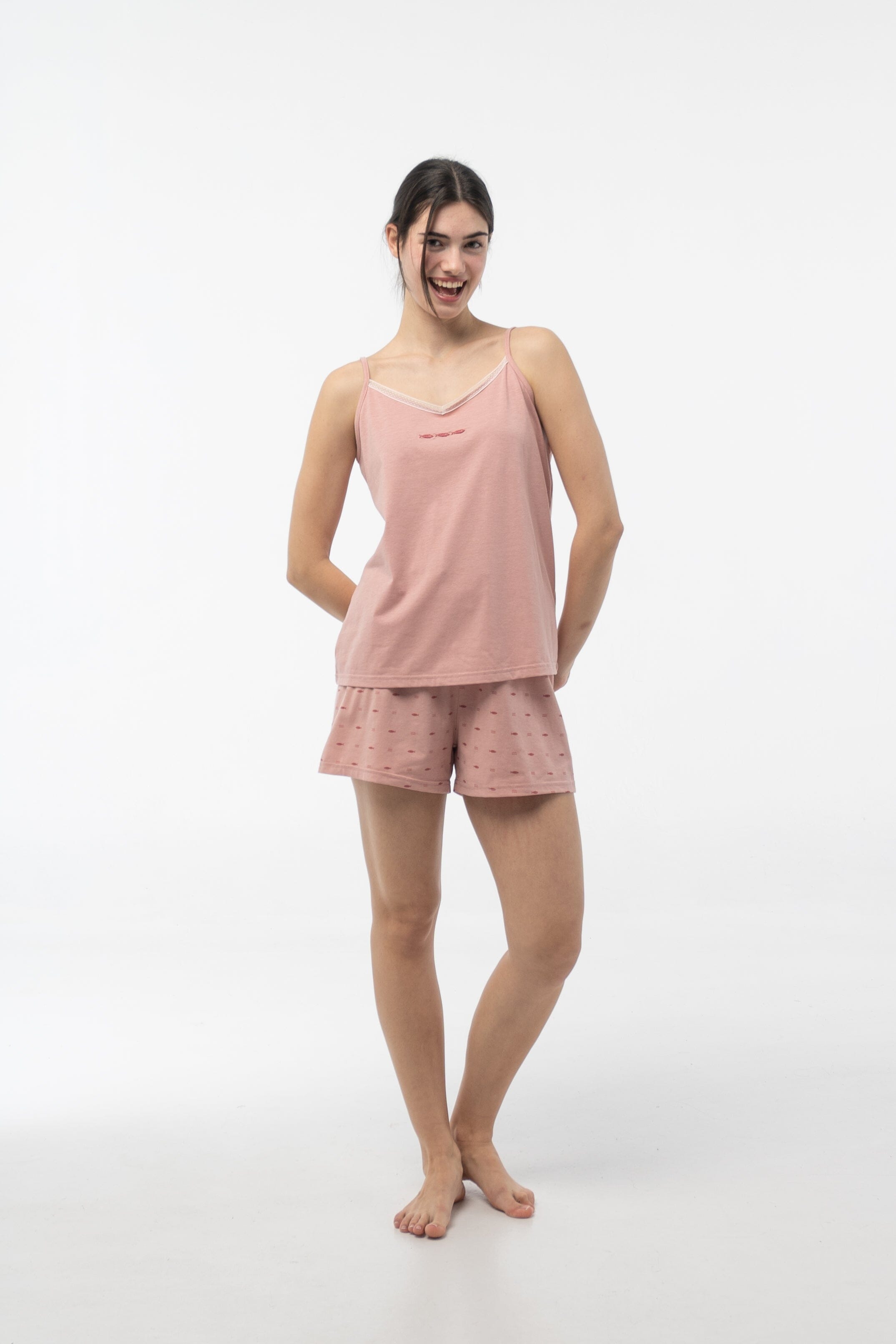 Pijama Corto Mujer Algodón Tirantes Encaje Little Unicorn 105 Pijama Verano Little Unicorn Rosa S 