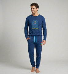 Pijama Cozy de hombre Dark Elephant CZ61 azul con dibujo de videojuego arcade