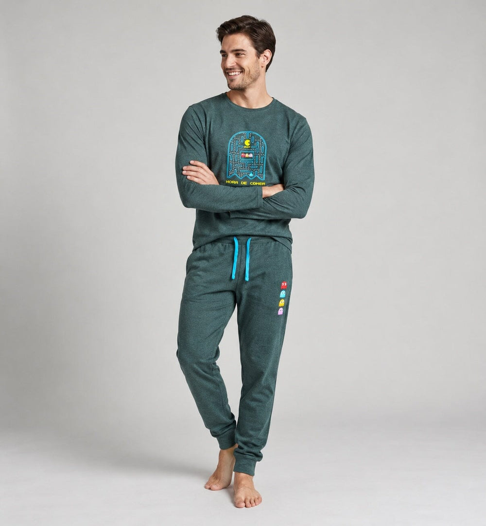 Pijama Cozy de hombre Dark Elephant CZ61 verde con dibujo arcade