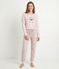 Pijama Cozy de mujer Little Unicorn CZ01 rosa con oveja y pantalón de cuadros