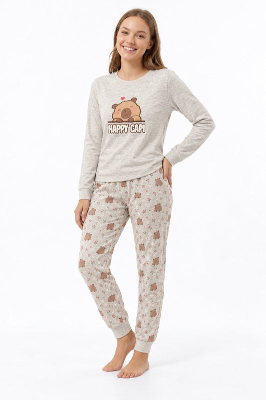 Conjunto Cozy Premium Little Unicorn CZP12 de capibara con camiseta y pantalón largo
