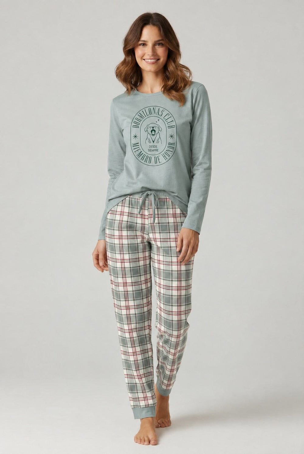 Pijama de mujer Little Unicorn D124 aguamarina, conjunto de manga larga y pantalón largo
