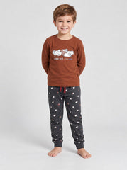 Pijama de niño Dark Elephant E33 caldera, conjunto de manga larga y pantalón con puños