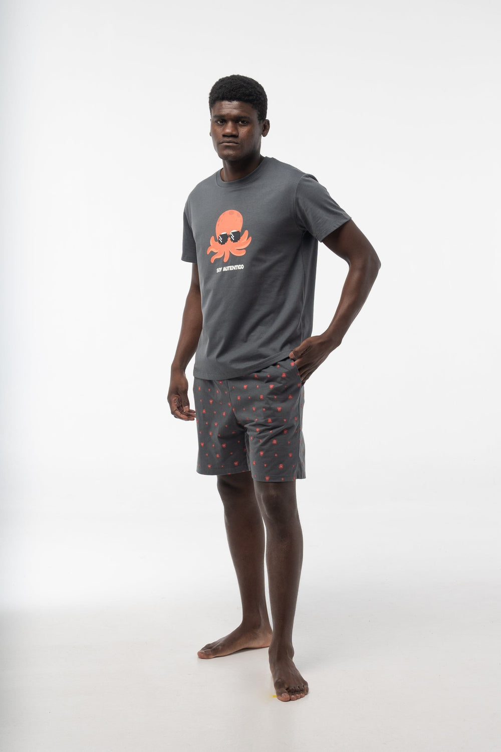 Pijama Hombre Verano Corto Algodón Dark Elephant V2525 Pijama Verano Dark Elephant by Little Unicorn Gris Oscuro S 