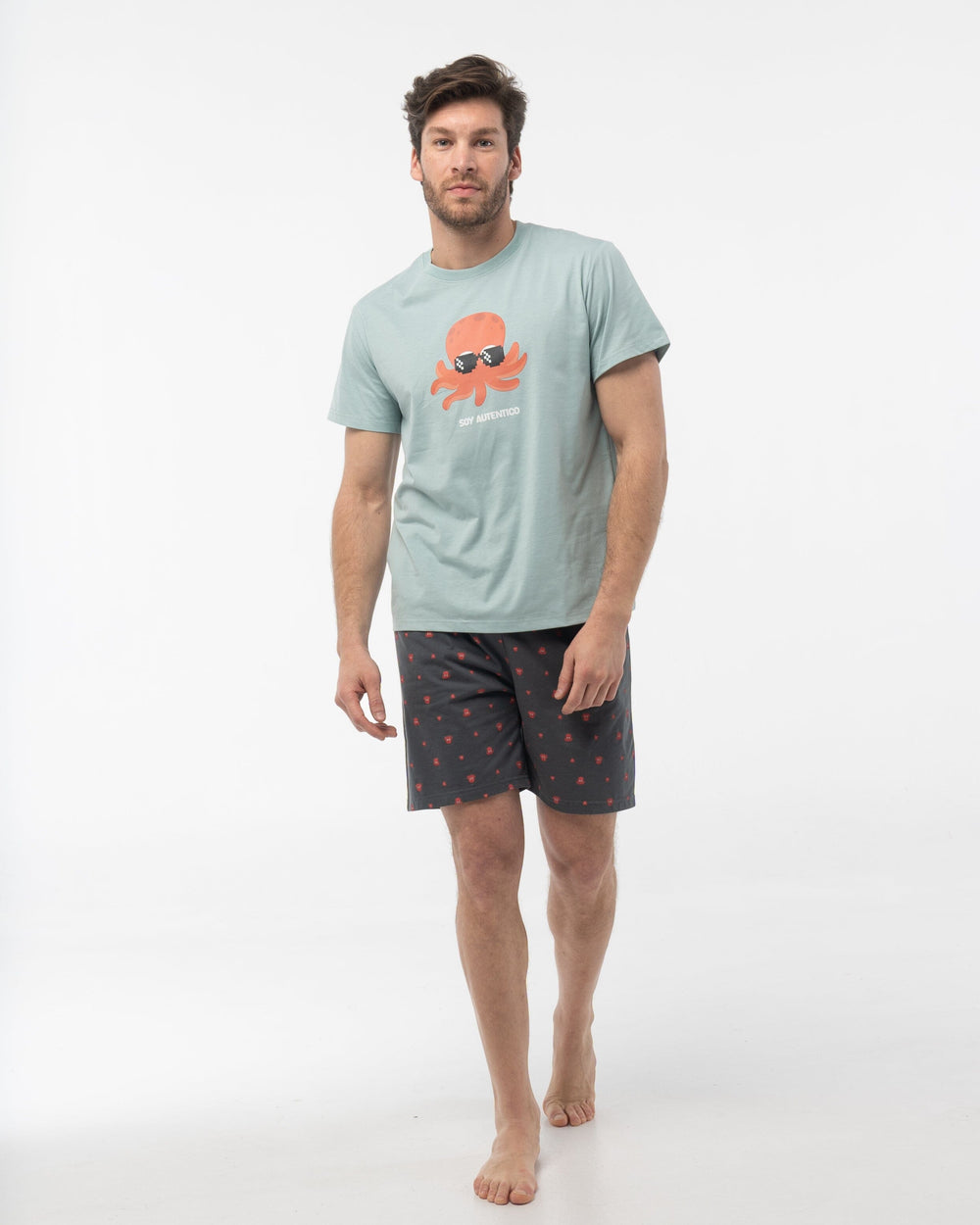 Pijama Hombre Verano Corto Algodón Dark Elephant V2525 Pijama Verano Dark Elephant by Little Unicorn Verde S 