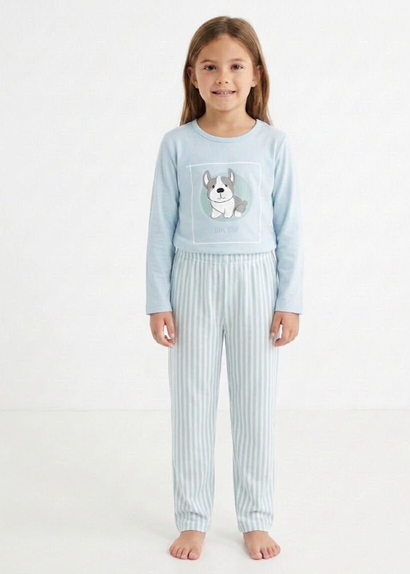 Pijama Infantil Manga Larga Pijama Verano Little Unicorn Celeste 3/4 
