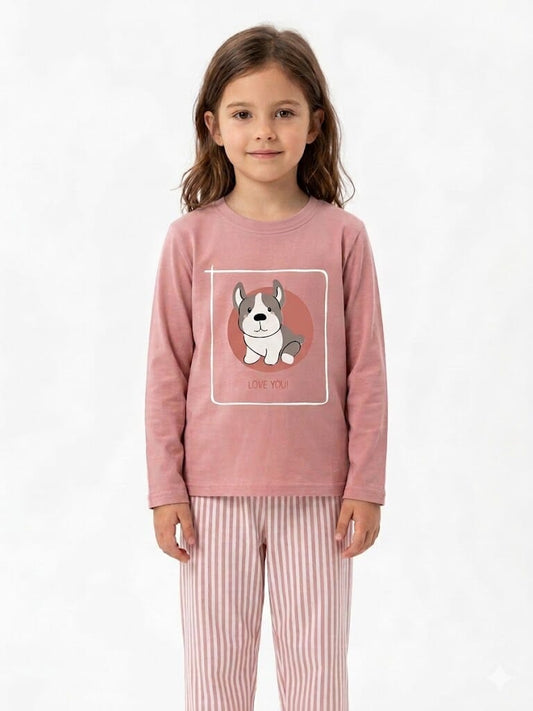 Pijama Infantil Manga Larga Pijama Verano Little Unicorn Rosa Empolvado 3/4 
