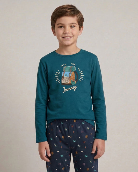 Pijama Infantil Pijama Verano Dark Elephant by Little Unicorn Turquesa 3/4 