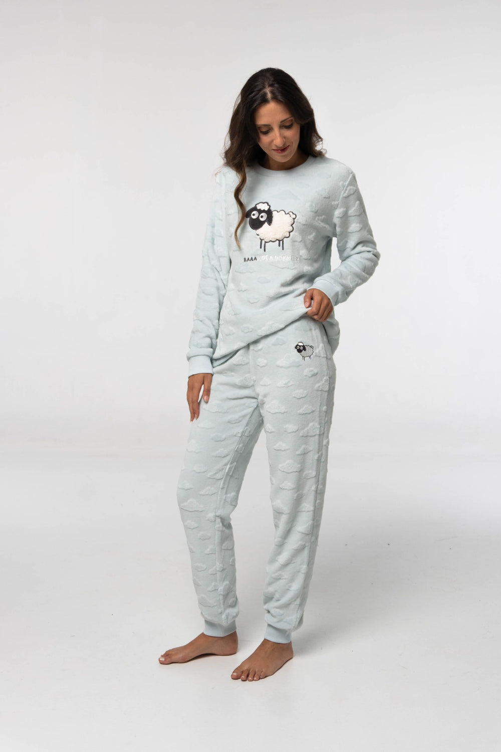 Pijama Mujer Polar D659 - Coralina Extrasuave Pijama Invierno Little Unicorn Celeste S 