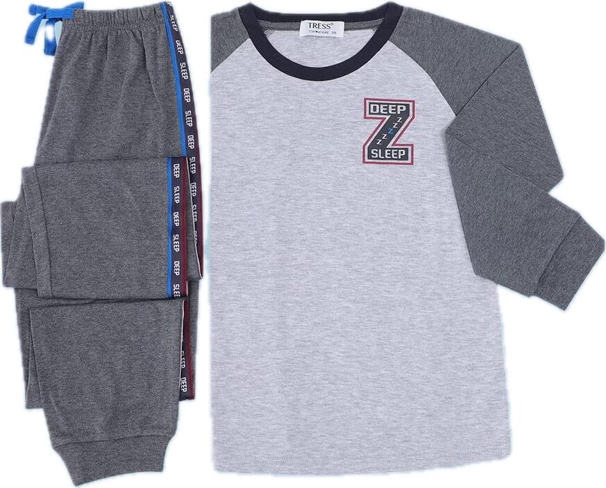 Pijama Niño Algodón Tress 22529 Pijama Invierno Tress Gris Claro 7/8 