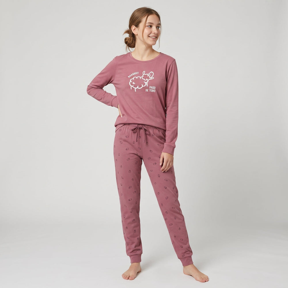Pijama supersoft de mujer Little Unicorn S111 fresa con oveja y pantalón estampado
