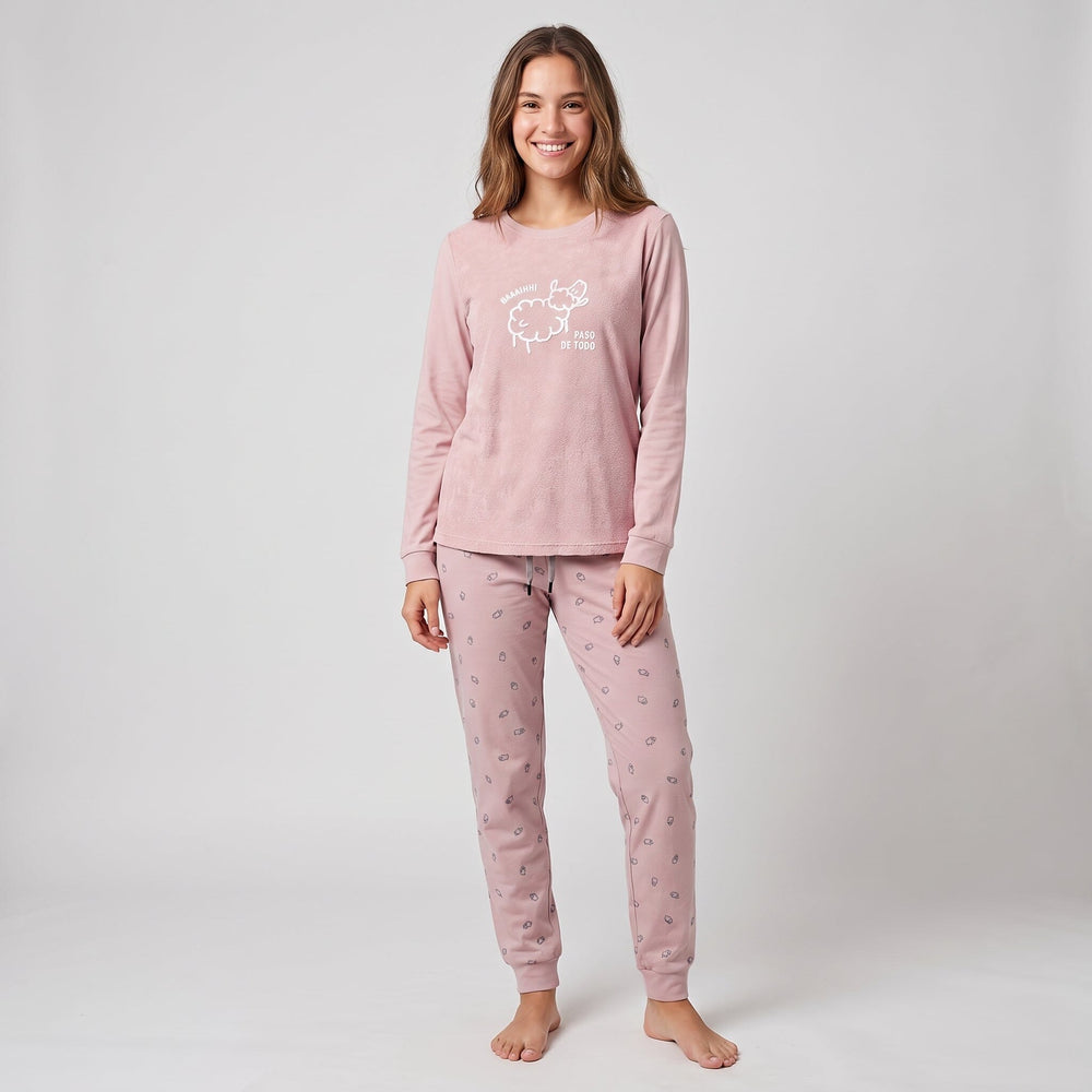 Pijama supersoft de mujer Little Unicorn S111 rosa con oveja y pantalón estampado