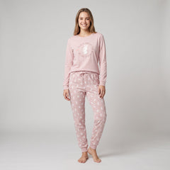 Pijama supersoft de mujer Little Unicorn S115 beige con conejitos en camiseta y pantalón